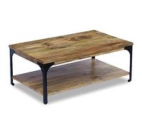 vidaXL Table basse d'appoint avec étagère en bois de manguier