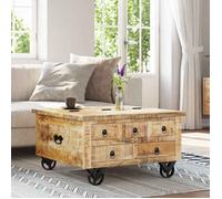 vidaXL Table basse / Table d'appoint en bois de manguier brut 70 x 70 x 40 cm