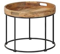vidaXL Table basse Bois de manguier massif et acier 50 x 40 cm