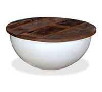 vidaXL Table basse Bois de récupération massif Blanc Forme de bol