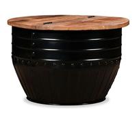 vidaXL Table basse Bois de récupération massif Forme de baril Noir