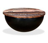 vidaXL Table basse en bois de récupération massif, forme de bol, noir – style industriel