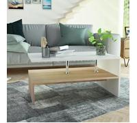 Vidaxl Table Basse En Aggloméré 90 X 59 X 42 Cm Chêne Et Blanc Beige