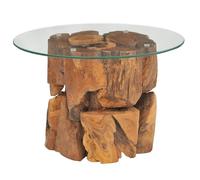 vidaXL Table basse en bois flottant de teck massif 60 cm Brun G