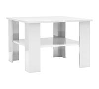 vidaXL Table Basse, Bout de Canapé avec Étagère, Table d'Appoint Salon Salle de Séjour Intérieur, Moderne, Blanc Brillant Bois d’Ingénierie