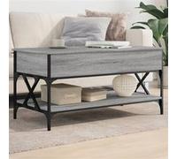 Table Basse, Bout de Canapé avec Pieds Réglables, Table d'Appoint avec Rangement Salon Intérieur, Moderne, Sonoma Gris Bois d'Ingénierie et Métal