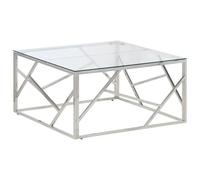 vidaXL Table basse 349945 argenté acier inoxydable et verre trempé Multicolore