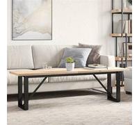 vidaXL Table basse Cadre en O 160x40x45,5 cm Bois de pin massif Acier Multicolore