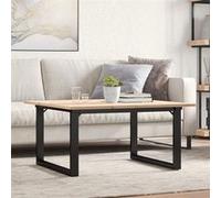 Vidaxl Table Basse Cadre En O 80x80x45 Cm Bois De Pin Massif Et Acier Multicolore