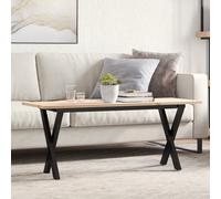 vidaXL Table Basse Cadre en X, Table d'Appoint, Bout de Canapé, Meuble de Salon Salle de Séjour, 110x40x45 cm Bois de Pin Massif et Acier 3282689 Marron