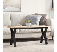 vidaXL Table Basse Cadre en Y, Table d'Appoint, Bout de Canapé, Meuble de Salon Salle de Séjour, 110x40x45 cm Bois de Pin Massif et Acier 3282711 Marron