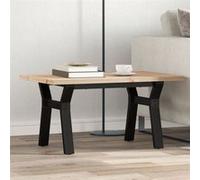 Table basse cadre en Y 80x50x40,5cm bois de pin massif et fonte, table d'appoint, table de salon, table latérale, bout de canapé