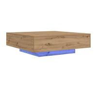 vidaXL Table Basse Chêne Artisanal 100 x 100 x 31 cm Bois d'ingénierie, Table Basse Moderne, Meuble intérieur stylé, LED, Fonctionnelle pour Salon élégant