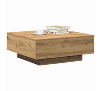 Table basse Chêne artisanal 80x80x31 cm Bois d ingénierie