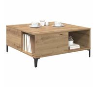 vidaXL Table basse industrielle Chêne artisanal Bois d'ingénierie 80×80×36,5 cm Pieds acier