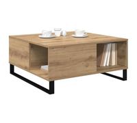 vidaXL Table basse carrée 80×80×36,5 cm – Chêne artisanal, bois d'ingénierie, pieds acier