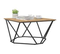 vidaXL Table basse en chêne massif 80x80x45 cm Bois d'ingénierie & acier Style moderne