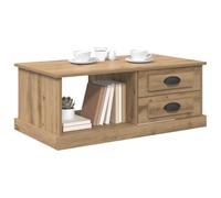 vidaXL Table basse Chêne artisanal Bois d'ingénierie 90x50x35 cm rectangulaire tiroir & étagère
