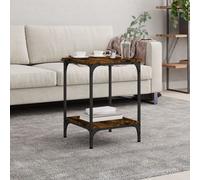 vidaXL Table basse d'appoint à étagères Bout de canapé 40×40×55 cm Chêne fumé bois d'ingénierie
