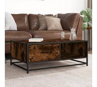 Vidaxl Table Basse Chêne Fumé 90x57x35 Cm Bois D'ingénierie Et Métal Multicolore