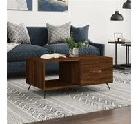 Table Basse, Table d'Appoint avec Porte, Bout de Canapé avec Pieds, Meuble de Rangement Salon, Moderne, Chêne Marron Bois d'Ingénierie