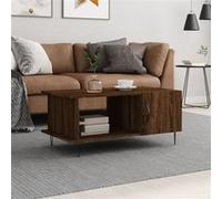 Table Basse, Table d'Appoint avec 2 Compartiments, Bout de Canapé avec Pieds Salon Salle de Séjour, Moderne, Chêne Marron Bois d'Ingénierie