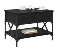 Table basse relevable Vidaxl chêne noir 70 x 50 x 50 cm - métal mat, 1 étagère, convertible