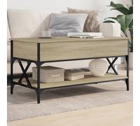 Table Basse, Bout de Canapé avec Pieds Réglables, Table d'Appoint avec Rangement Salon Intérieur, Moderne, Chêne Sonoma Bois d'Ingénierie et Métal