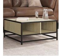 vidaXL Table basse chêne sonoma 60,5x60,5x30cm bois d'ingénierie/métal, table d'appoint, table de salon, table latérale, 848765