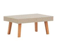 vidaXL Table Basse de Jardin Table d'Appoint de Patio Table d'Extérieur Meuble de Terrasse Arrière-Cour Piscine Résine Tressée Beige