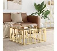 Vidaxl Table Basse Doré 80x80x40 Cm Acier Inoxydable Et Verre Multicolore