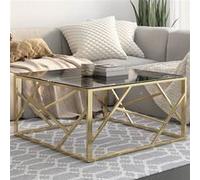 vidaXL Table basse 349948 doré, acier inoxydable et verre trempé – Multicolore