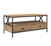 vidaXL Table Basse en chêne Fait Main, Bois Composite et métal, 100 x 51 x 45 cm, Style Moderne avec Rangement, Finition Marron et Noire, à Utiliser à l'intérieur, Montage nécessaire, Facile à entret