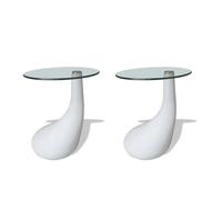 vidaXL Table basse et dessus de table verre rond blanc brillant 2 pcs