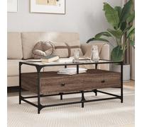 Vidaxl Table Basse Et Dessus En Verre Chêne Marron 98,5x50x45 Cm Acier Multicolore