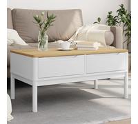 Vidaxl Table Basse Floro Blanc 99x55,5x45 Cm Bois Massif De Pin Multicolore