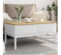 vidaXL Table basse FLORO blanc 99x55,5x45 cm en bois massif de pin