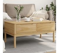 Vidaxl Table Basse Floro Cire Marron 99x55,5x45 Cm Bois Massif De Pin Multicolore