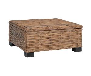 vidaXL Table Basse GENDT Rotin Naturel Naturel 67 x 60 x 30 cm, Table Basse, Salon, Jardin et terrasse, Meuble en rotin, Cadre en Acajou, Pratique et élégant