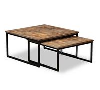 vidaXL Table basse gigogne 2 pcs Teck massif de récupération