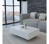 vidaXL Table basse Haute brillance Blanche Blanc G