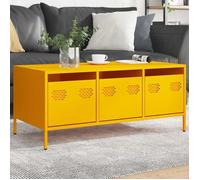 vidaXL Table basse jaune moutarde 101,5x50x43,5 cm acier laminé à froid