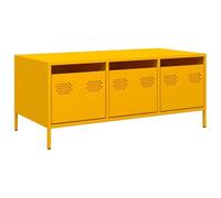 vidaXL Table basse jaune moutarde 101,5x50x43,5 cm acier laminé à froid