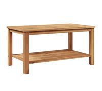 vidaXL Table Basse Marron 90 x 50 x 45 cm Bois de Teck Solide, Table Basse extérieure en Teck, rectangulaire, Rangement intégré, Moderne pour Vos Boissons.