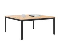 vidaXL Table basse en pin massif 100x100x45 cm Design carré Pieds en métal Naturel