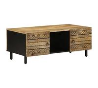 Vidaxl Table Basse Noir 100x54x40 Cm Bois Massif De Manguier Brut Marron