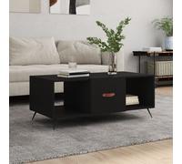 vidaXL Table Basse, Table d'Appoint avec 3 Compartiments, Bout de Canapé avec Pieds et Porte, Meuble de Rangement Salon, Moderne, Noir Bois d'Ingénierie