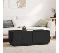 Vidaxl Table Basse Noir 110x50x40 Cm Bois Massif De Pin Marron