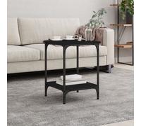 vidaXL Table Basse, Table d'Appoint avec Étagères, Bout de Canapé avec Rangement Salon Salle de Séjour, Moderne, Noir Bois d'Ingénierie