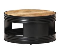 Vidaxl Table Basse Noir 68x68x36 Cm Bois Massif De Manguier Brut Marron